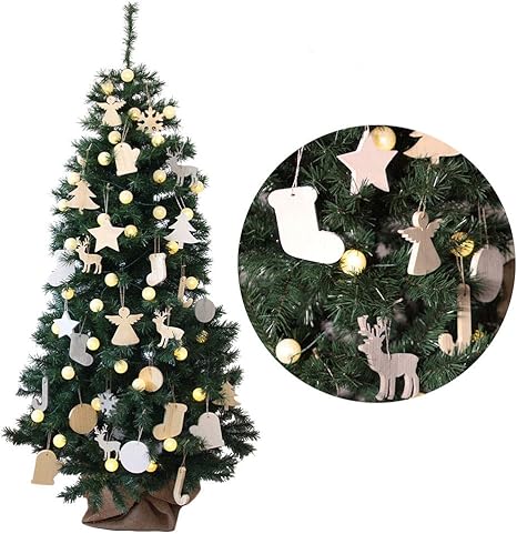 Amazon 180cm クリスマスツリーセット ほっこり優しいwoodオーナメント 北欧 手作り木のオーナメント9種27個 コットンポンポンボールled 収納袋 ツリーカバー 手袋付き クリスマスツリー おもちゃ