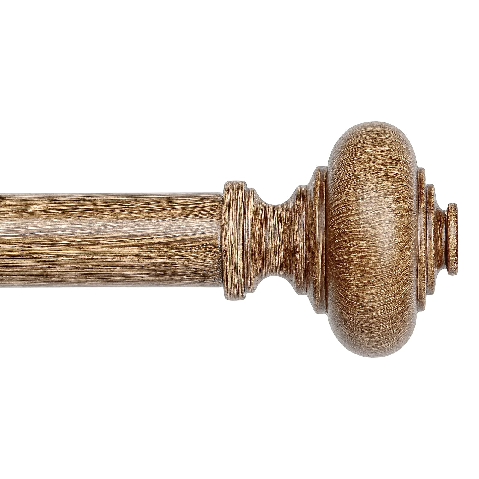 Wood Curtain Rods for Windows 30 to 56 Inch, Boho Vintage Decorative 1 Inch Diameter Wooden Curtain Rod, Adjustable Heavy Duty Rustic Farmhouse Drapery Pole with Imitation Wood Grain Finials