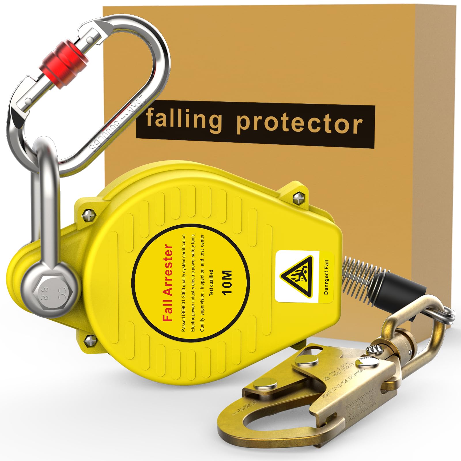Photo 1 of 33FT Self Retracting Lifeline (SRL), Retractable Lanyard Fall Protection, Dual Alloy Steel Hooks, Steel Wire Rope for Roofing & Construction PPE Gear