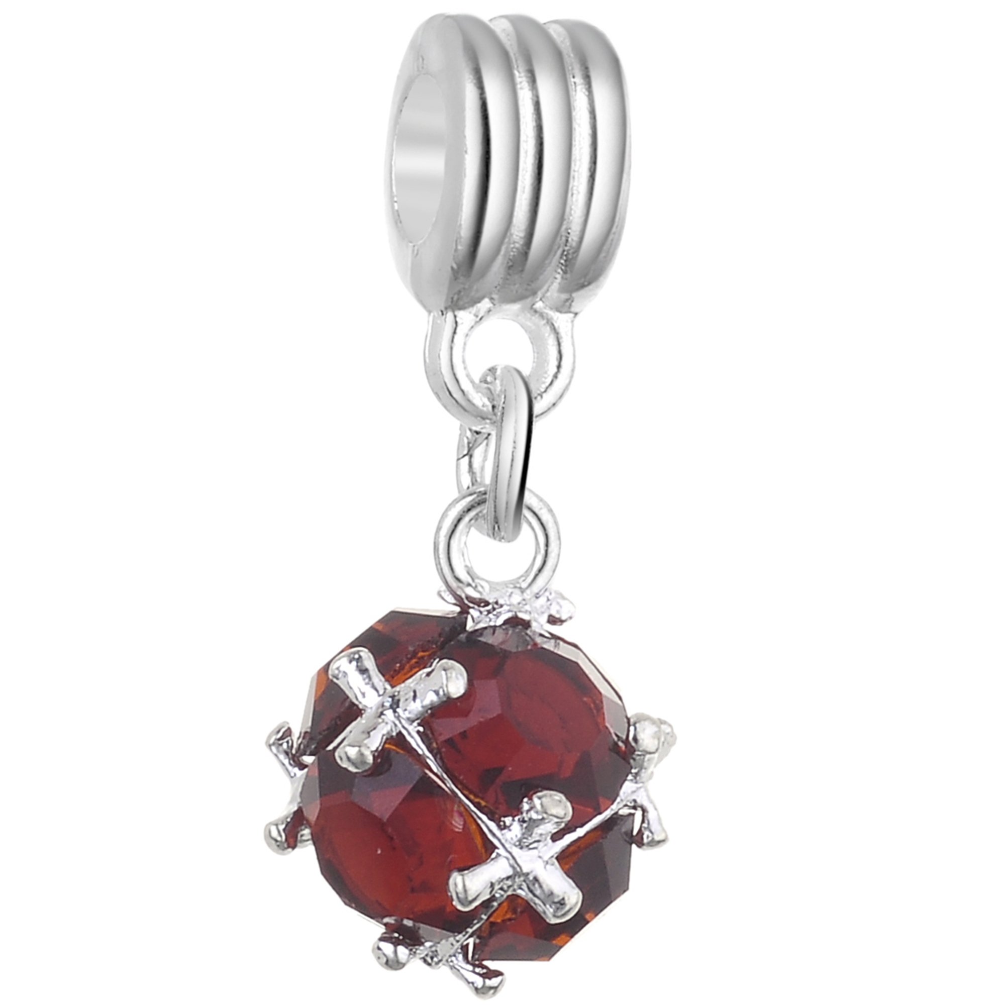 RUBYCA Brown Crystal Ball Dangle Silver Charms Pendant Beads for Jewellery Making Crafting Supplies (5pcs, Smoked Topaz)