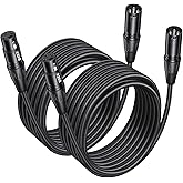 Aqdocvf 2-Pack Premium XLR Cable - 25ft, Male to Female Microphone Cable | Oxygen-Free Copper (OFC) Mic Cord for Speaker Podcast Audio Mixer DMX Effector Amplifier Sound Card, Black