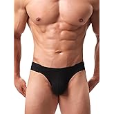 Mens Bikini Briefs, Cotton Low Rise Bikini Tagless Solid Comfortable Elastic Waist Briefs Underwear Male for Gym Sports