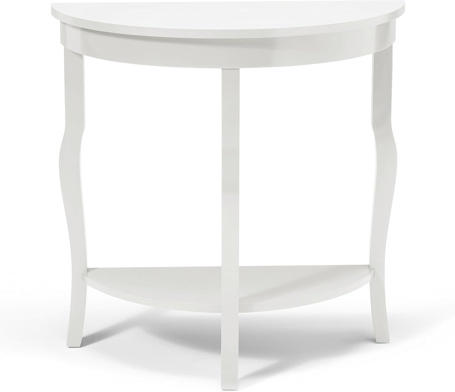 Kate and Laurel Lillian Half Moon Wood Console Table with Curved Legs and Shelf, White: Furniture & Decor