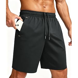 Little Beauty Mens Gym Athletic Shorts with Pockets 9" Fast Dry Basketball Workout Running Shorts Lightweight