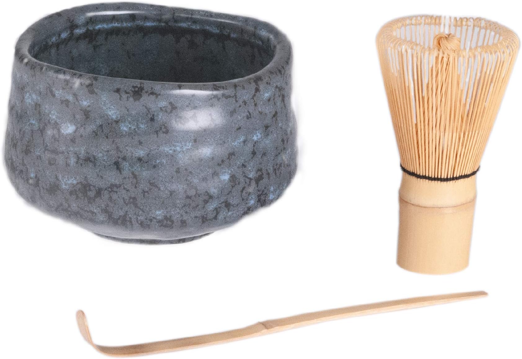 FMC Fuji Merchandise CorpFuji Merchandise Japanese Chasen Green Tea Bamboo Matcha Chasen Whisk Scoop and 21 fl oz Reactive Glaze Porcelain Matcha Bowl 3 Piece Gift Set