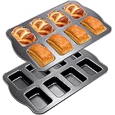 Pddgllut Carbon Steel Mini Loaf Pans 2 Pack, 8x2 Non-Stick Square Small Cornbread Loaf Pan for Baking Bread Banana & Brownies