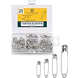 Wenrook Safety Pins Assorted 4-Size Pack of 150 - Nickel Plated Steel, Rust Resistant, Perfect for Clothes, Crafts, Sewing, P