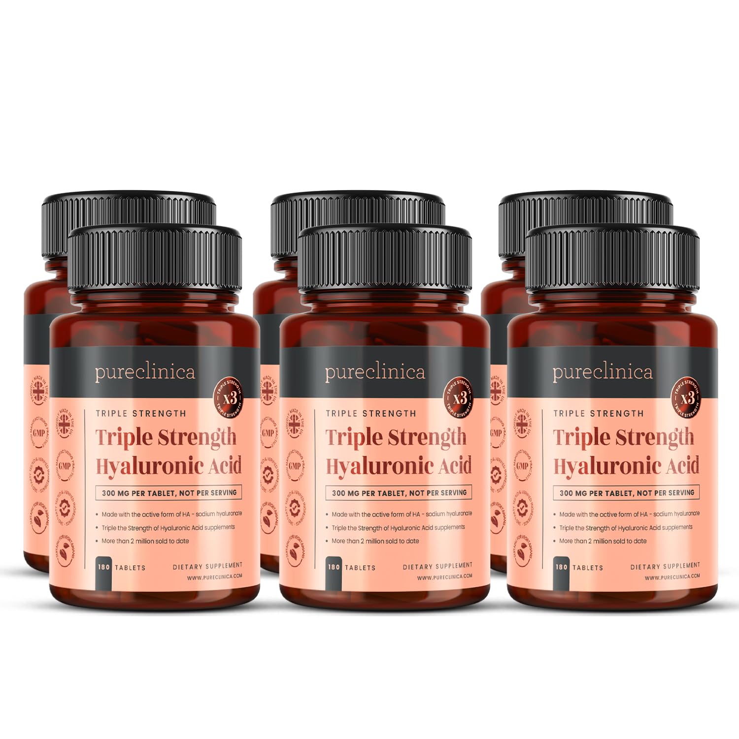Hyaluronic Acid 300mg x 1080 Tablets (3 Years Supply). Triple Strength Hyaluronic Acid. 300% Stronger Than Any Other HLA Tablet