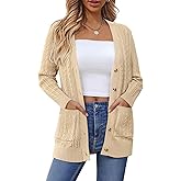 Allegra K Cardigan Sweaters for Women's Cable Knit Chunky Button Up Fall Winter Long Sleeve Casual Outwear Coat