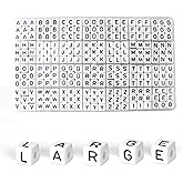 10x10mm Large Square Letter Beads, White Big Alphabet Beads for Keychains, Jumbo Letter Charms for Bag Charm, Lanyards, Holiday Garlands, Big Bead for Home Decor Craft (White-Black)