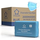 Litepak 2,000 Disposable Face Masks - Breathable Face Mask for Home, Office