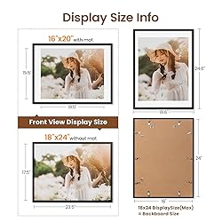 Heimlove 18x24 Picture Frames with Mat to Display