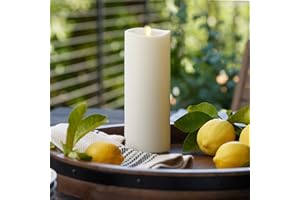 Luminara Realistic Artificial Moving Flame Outdoor Pillar Candle - Moving Flame LED Battery Operated Lights for Outside Christmas, Thanksgiving - Remote Ready - Remote Sold Separately - 3.25" x 8.5"