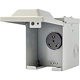 RVGUARD 30 Amp 125 Volt RV/EV Power Outlet Box, Enclosed Lockable Weatherproof Outdoor Electrical NEMA TT-30R Receptacle Pane