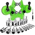 Diamond Hole Saw Kit 17PCS Tile Drill Bits Sets with Double Suction Cups Hole Saw Guide Jig Fixture from 4 mm-83 mm Hollow Drill Hole Saw Set for Ceramic, Glass, Tile, Porcelain, Marble, Granite