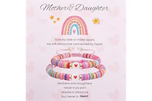 BOCHOI Mother Daughter Bracelet Back to School Gifts for Mom Daughter Son First Day of School Birthday Matching Heart Cute Co
