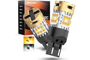 SEALIGHT 7440 7443 Switchback LED Bulb Amber/White with Turbo Fan, DRL & Turn Signal Light, 3600LM 30W Surper Bright T20 7441 7444 W21W LED Replacement for Daytime Running Light, Pack of 2
