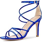 Allegra K Women's Open Toe Strappy Straps Stiletto Heel Royal Blue Sandals 8.5 M US