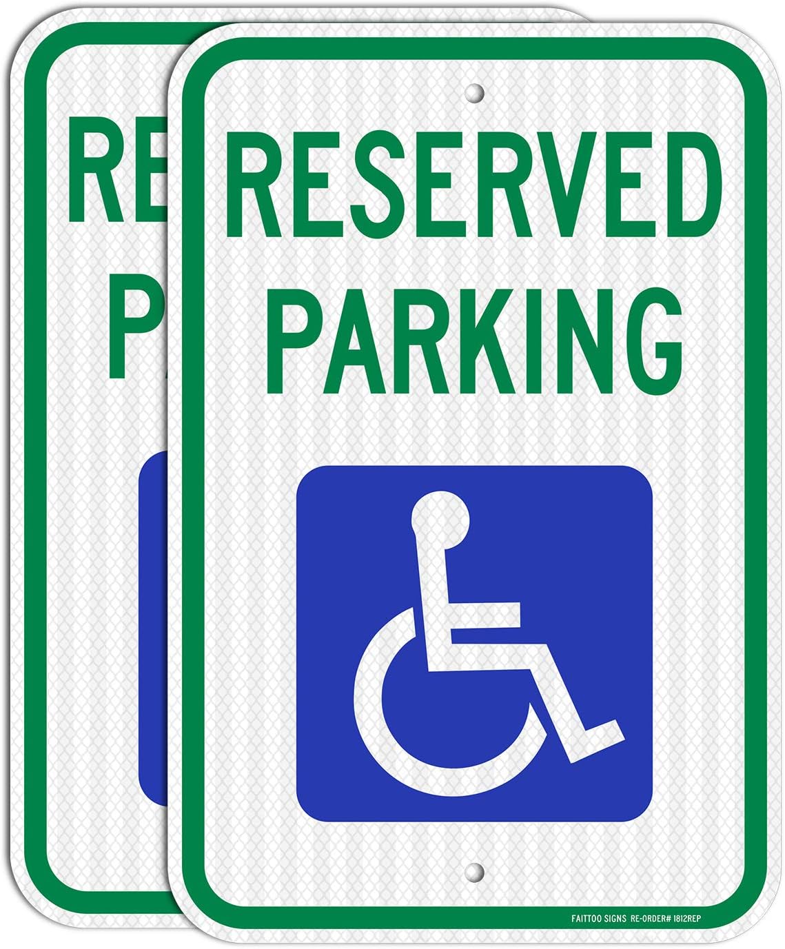 Yard Signs - (2 Pack) Reserved Parking Sign, Handicap Parking Sign, with Picture of Wheelchair Sign, 18 x 12 Engineer Grade Reflective Sheeting Rust Free Aluminum, Weather Resistant, Waterproof, Durable Ink