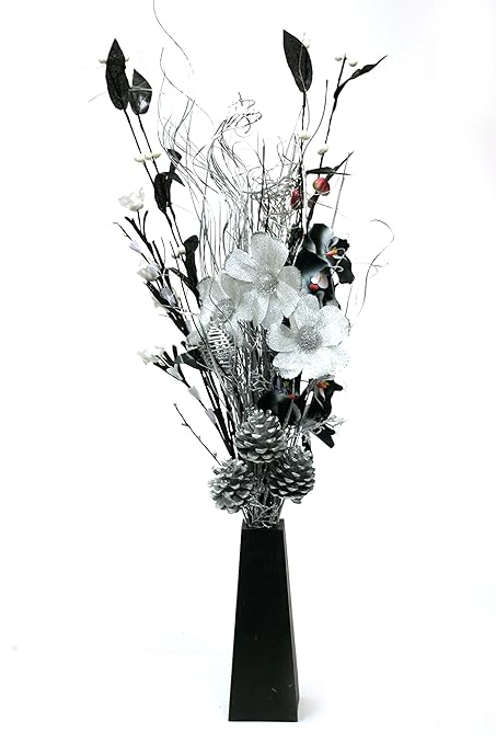 Link Products Hand Made Black Silver White Bouquet Free Black