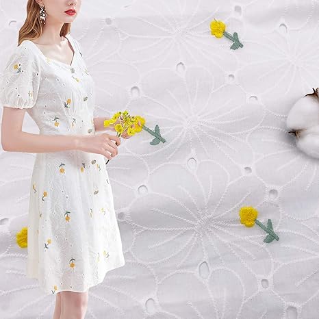 Amazon Gokei 生地 布 棉 100 ガーゼ生地 レース生地 刺しゅう 柔らかい オフホワイト 刺繍 手作りガーゼ 大人服 子供服 向けレース生地 Diy 手芸 手作り 縫製用 お洋服 小物づくり 布 生地 通販