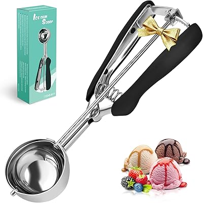SPEENSUN Eisportionierer aus 304 Edelstahl mit Auslöser (23x5cm),eislöffel portionierer Poliert,Robust&Leicht für Eiscreme, Melonenkugeln,Kartoffelpüree,Teig,Kuchen,Spülmaschinenfest(schwarz)