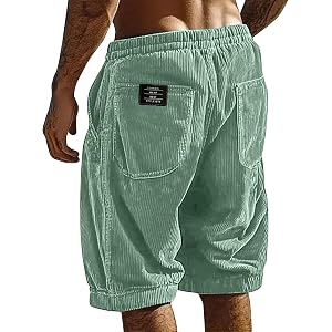 Beach Shorts for Men Elastic Waist Drawstring Corduroy Shorts Baggy Casual Lightweight Summer Sweat Short