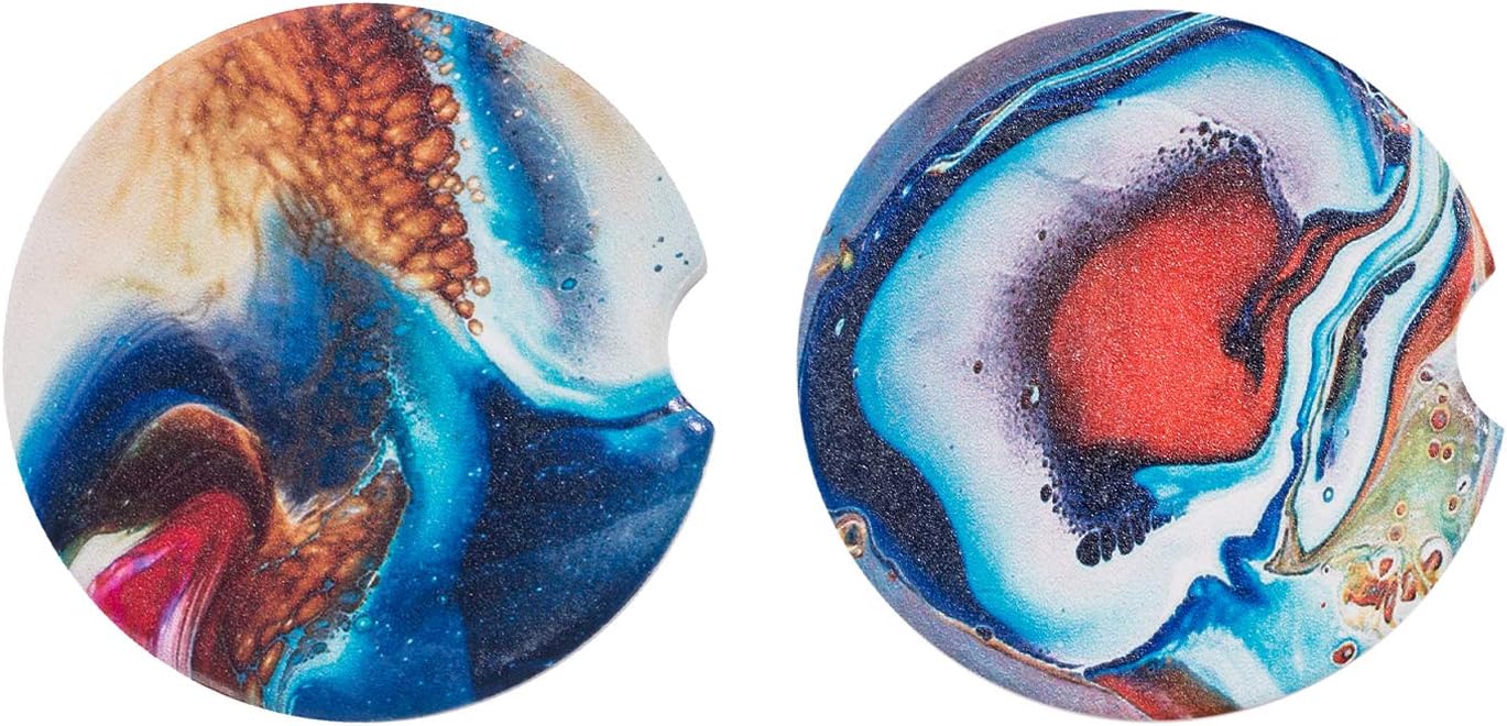 2.56" Car Coasters Absorbent for Cup Holders 2 Pack,Auto Ceramic Thirstystone Car Coasters