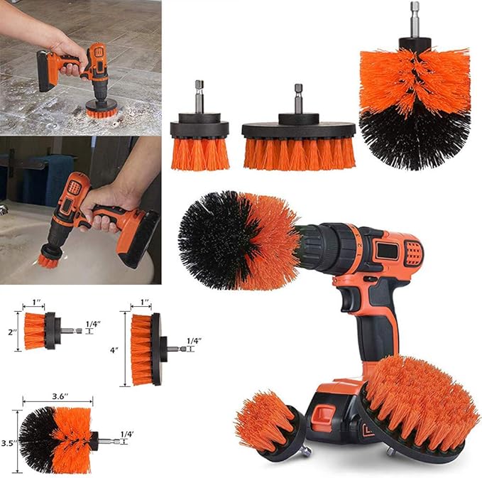 UPXIANG 3Pcs Grout Power Scrubber Cleaning Brush Tub Cleaner Combo Tool