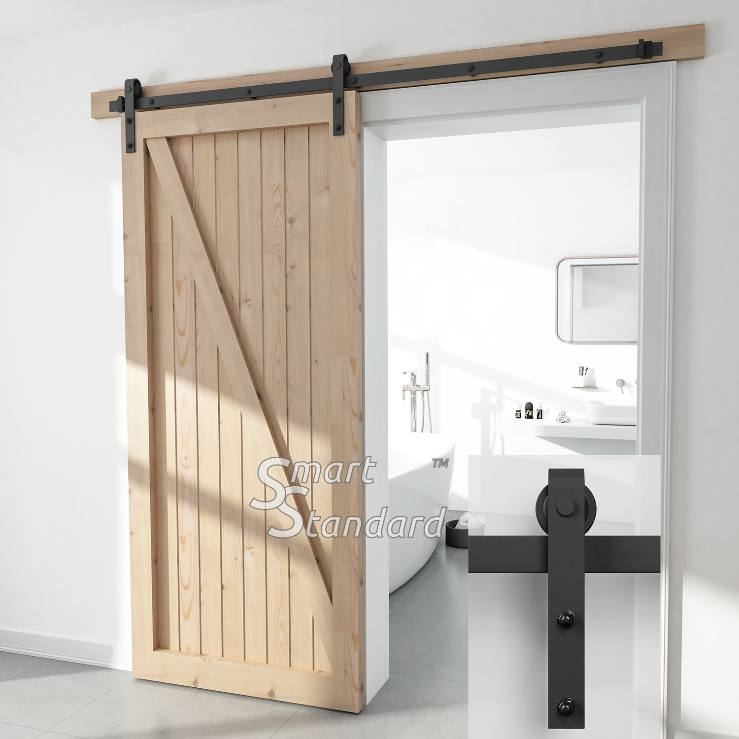 SMARTSTANDARD SDH0066STANDARDBK Heavy Duty Sliding Barn Door