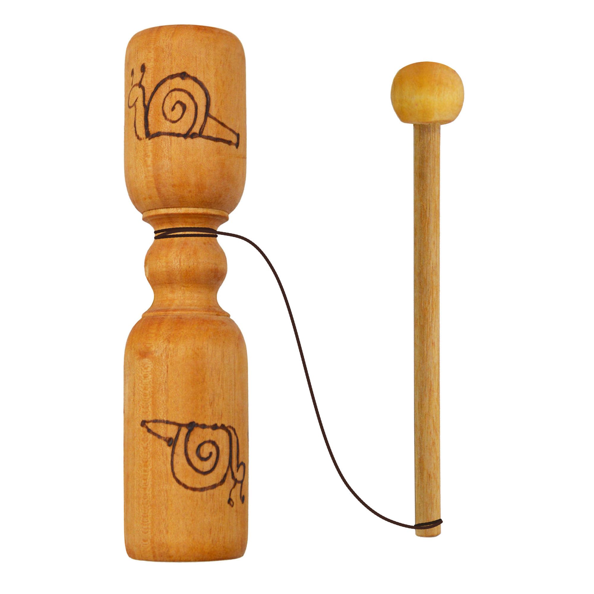 A-Star Traditional TikTok Two Tone Handmade Wood Block with Wooden Beater, Percussion Rhythm Block