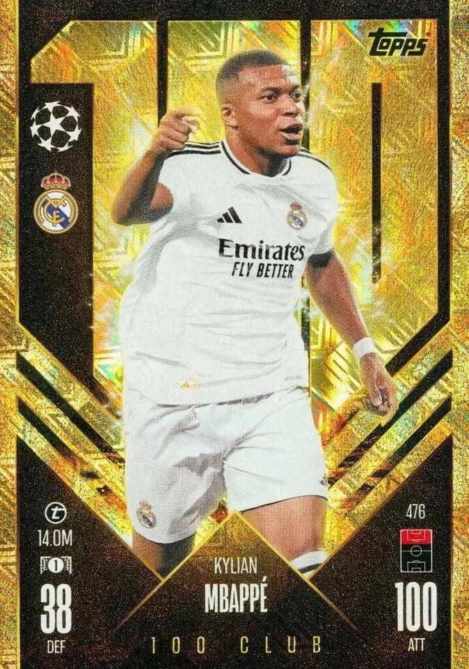 Match Attax 2024 2025 Kylian Mbappe 100 Club Trading Card