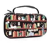 CutebriCase Nintendo Switch Case OLED Model, Carry Case for Nintendo Switch for Boy Girls-Travel Storage Hard Shell Cover with 16 Game Card Slot for Switch Console Joy-Con & Accessories,Bookshelf Cat