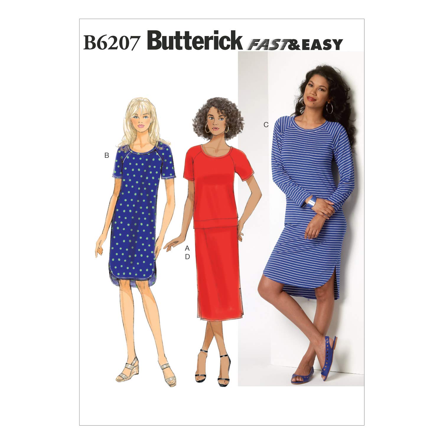 Butterick Patterns 6207 ZZ Sizes Large 16-18/X-Large 20-22/2X-Large 24-26 Misses Top/Dress and Skirt