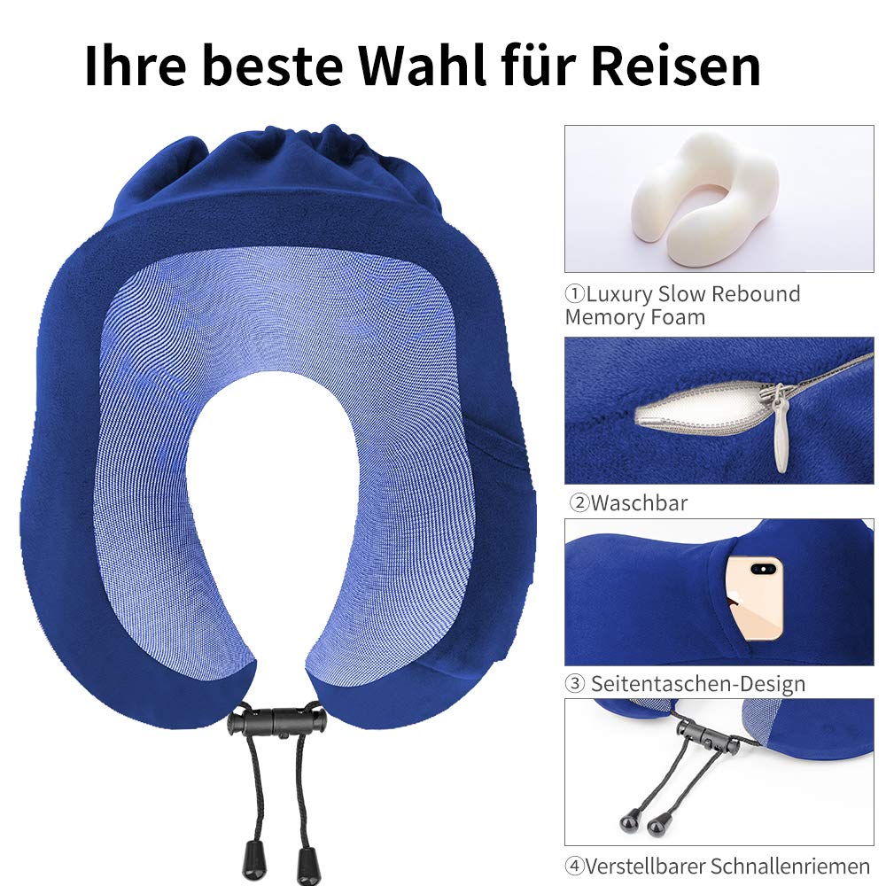 Lucear Reisekissen Reise Nackenkissen Nackenhörnchen Memory Foam U