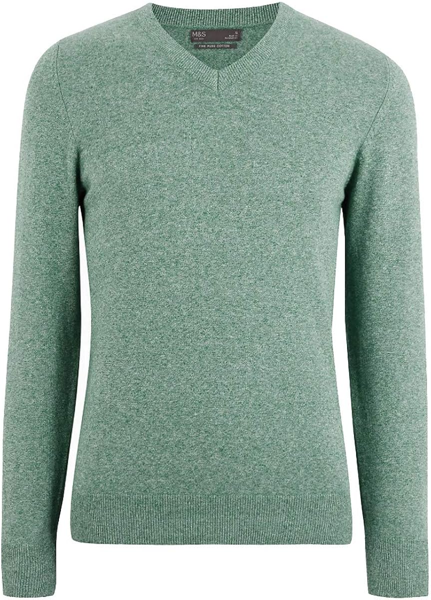 m&s mens cotton v neck jumpers