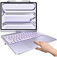 typecase Touch Case with Keyboard for iPad Pro 13-inch(M4, 2024), iPad Air 13-inch(M3, 2025/M2, 2024) & iPad Pro 12.9(6th/5th/4th/3rd Gen), Trackpad, 360° Rotatable, 11-Colors Backlit, Pale Purple