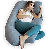 PharMeDoc Pregnancy Pillow, U-Shape Cooling Cover - Dark Grey with Detachable Side - Support for Back, Hips, Legs, Belly…