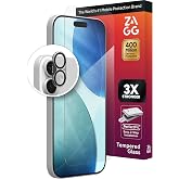 ZAGG Glass+ Screen &amp; Camera Lens Protection for iPhone 17 | Impact &amp; Shatter Protection, Full Coverage Scratch &amp; Smudge-Resistant Tempered Glass, Anti-Reflective Camera Lens Protector