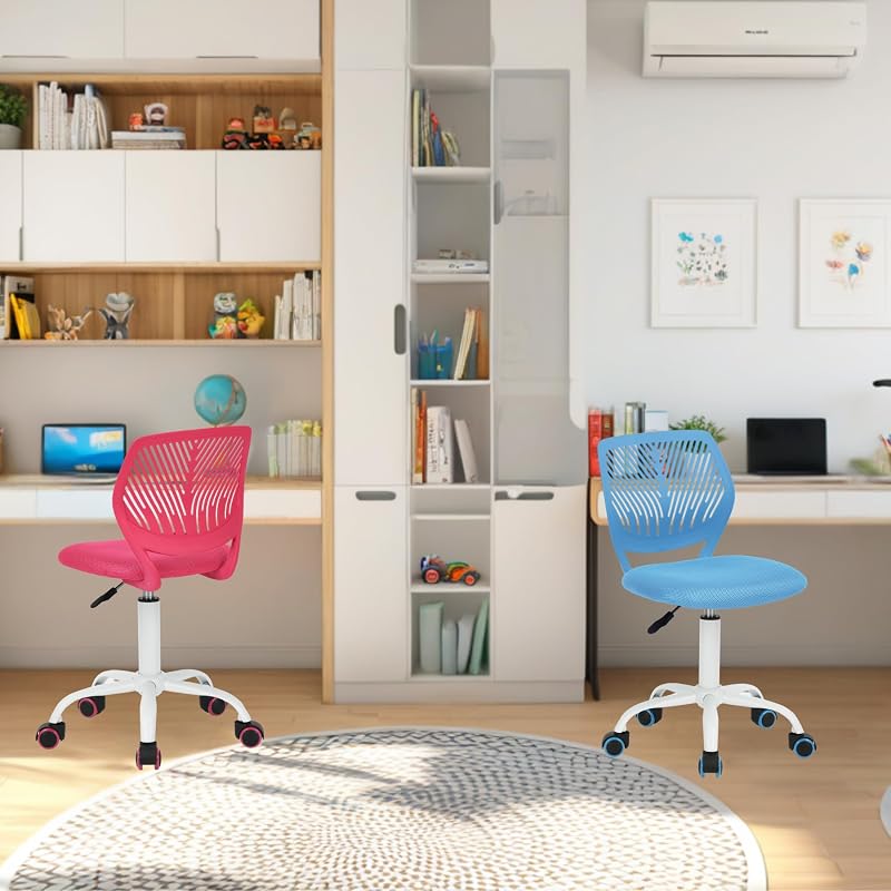 Silla de Escritorio Colorida de diseño Moderno y Ajustable para Ordenador, Silla giratoria sin Brazos, habitación de Estudio para niños, Oficina en casa, Azul, ‎plástico, 38,5 cm x 40 cm x — foto 4 de 8