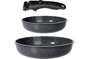 GiPP Ceramic Pans Set Non Stick, 3 Piece Nonstick Detachable Handle Cookware Sets, Non Toxic Induction Kitchen Pan with Remov