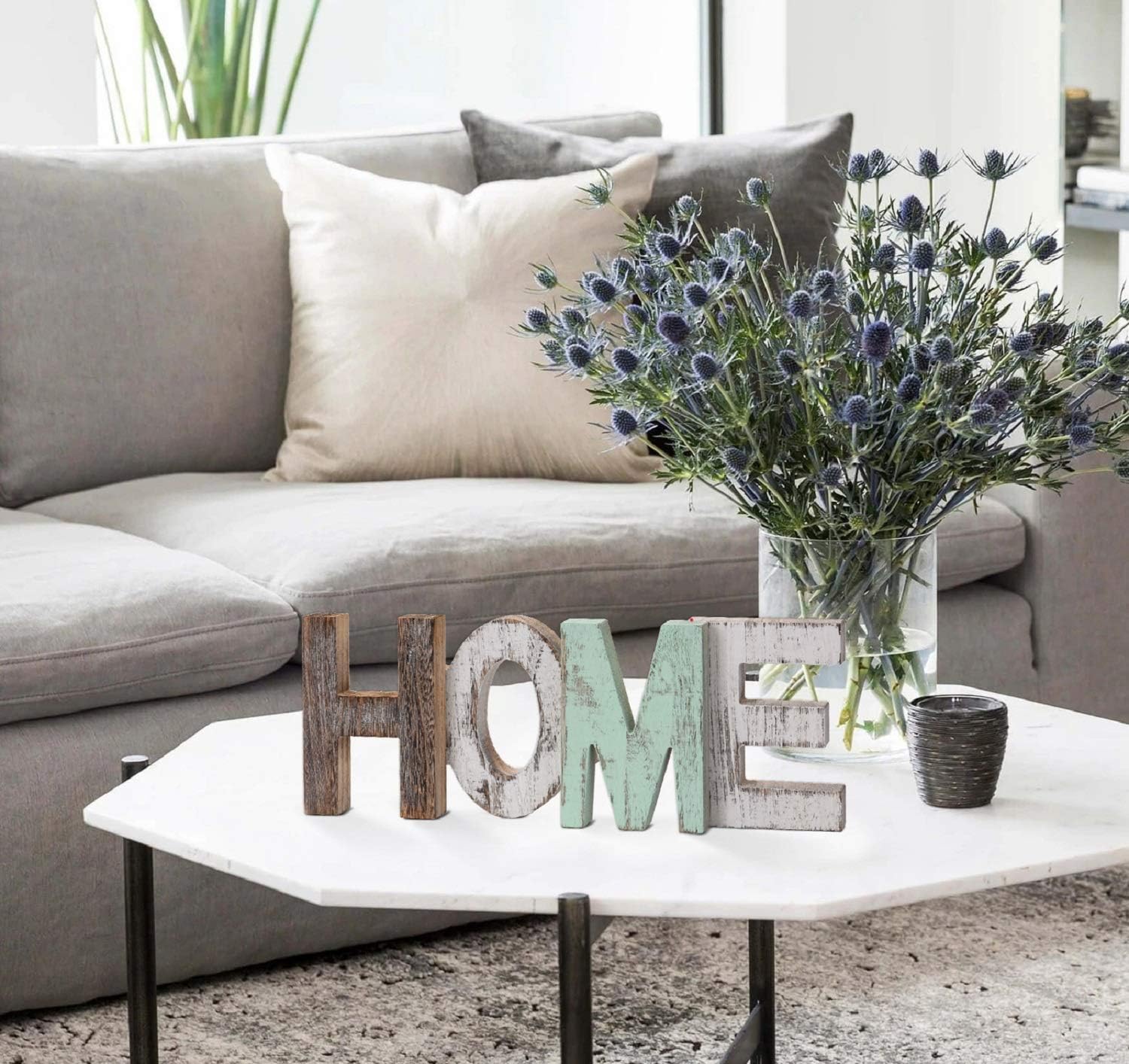 TIMEYARD Rustic Wood Home Sign Decor, Decorative Word Signs, Freestanding Cutout Word Table Decor Centerpiece, Multicolor: Everything Else