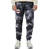 Netherlands Crest - Dutch National Soccer Cup Unisex Drawstring Fleece Jogger Pants (Large, Tie Dye Black)