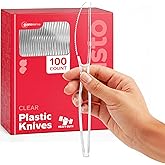 Gusto [100 Pack] Heavy Duty Disposable Clear Knives - Basic Cutlery for Parties, Events, and Everyday Use - Formerly Comfy Pa