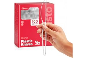 Gusto [100 Pack] Heavy Duty Disposable Clear Knives - Basic Cutlery for Parties, Events, and Everyday Use - Formerly Comfy Pa