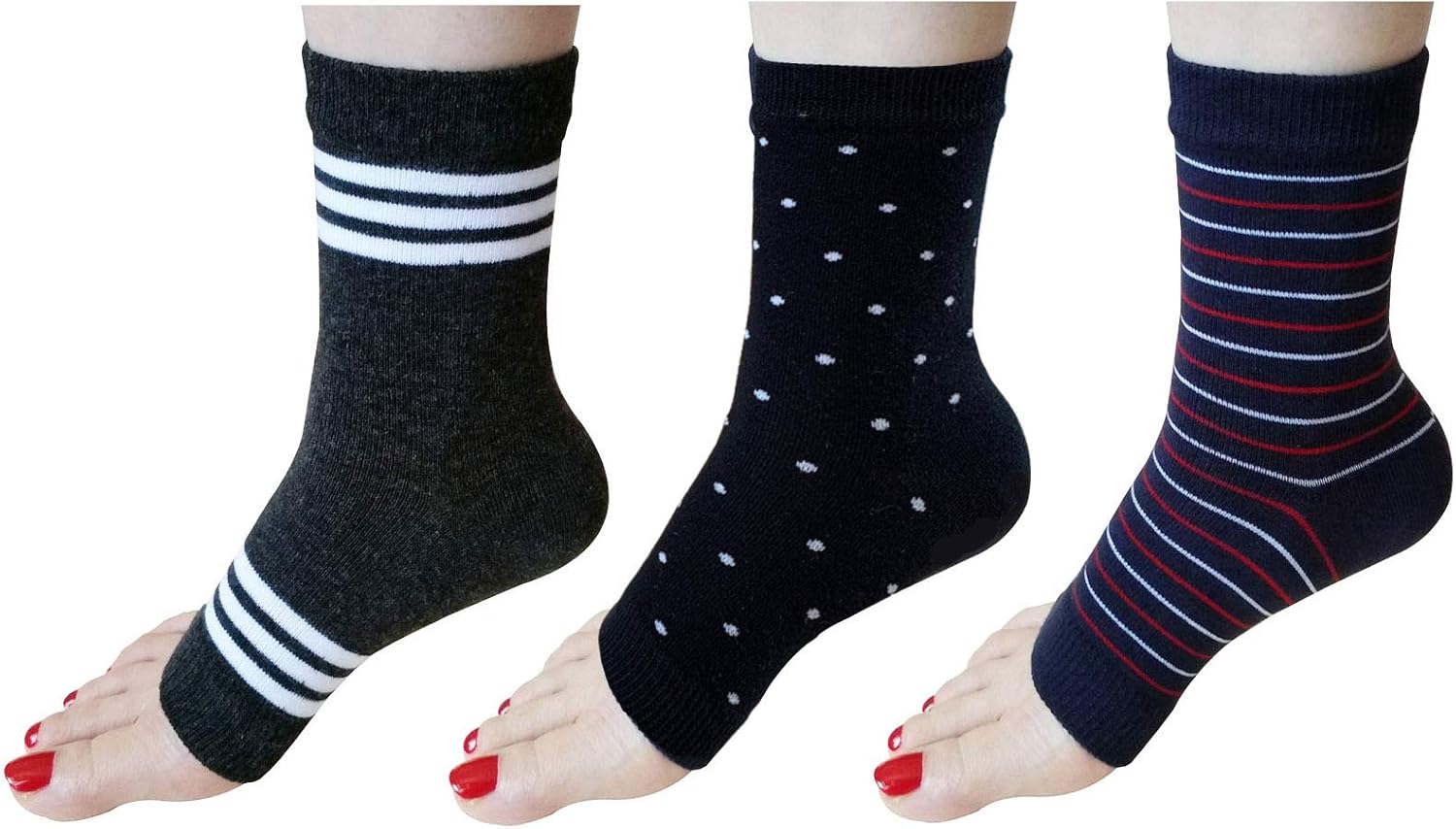 Toeless Pedicure Socks, 3 Pairs 