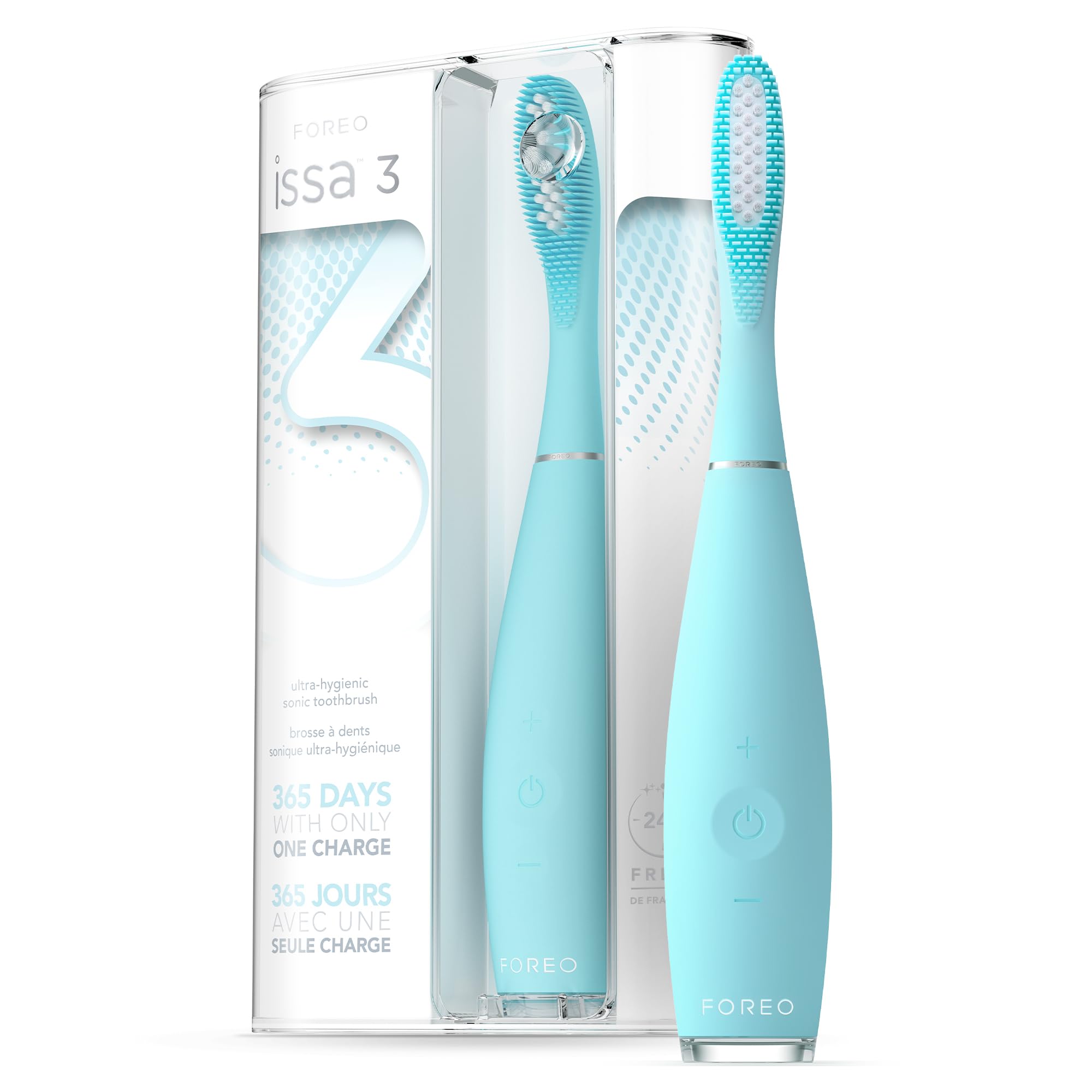 Foreo Issa 3 Electric Ultra-Hygienic 4-In-1 Sonic Toothbrush For Teeth, Gums, Cheeks & Tongue, Replaceable 6-Months Brush Head, 16 Intensities, 365 Days/ Usb Charge, Fda Approved, 2-Year Warranty