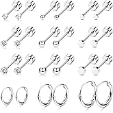 FASACCO Small Tiny Stud Flat Back Earring Hypoallergenic Gold Studs 14K Surgical Steel Earring Sets for Multiple Piercing Cartilage Hoop Earrings