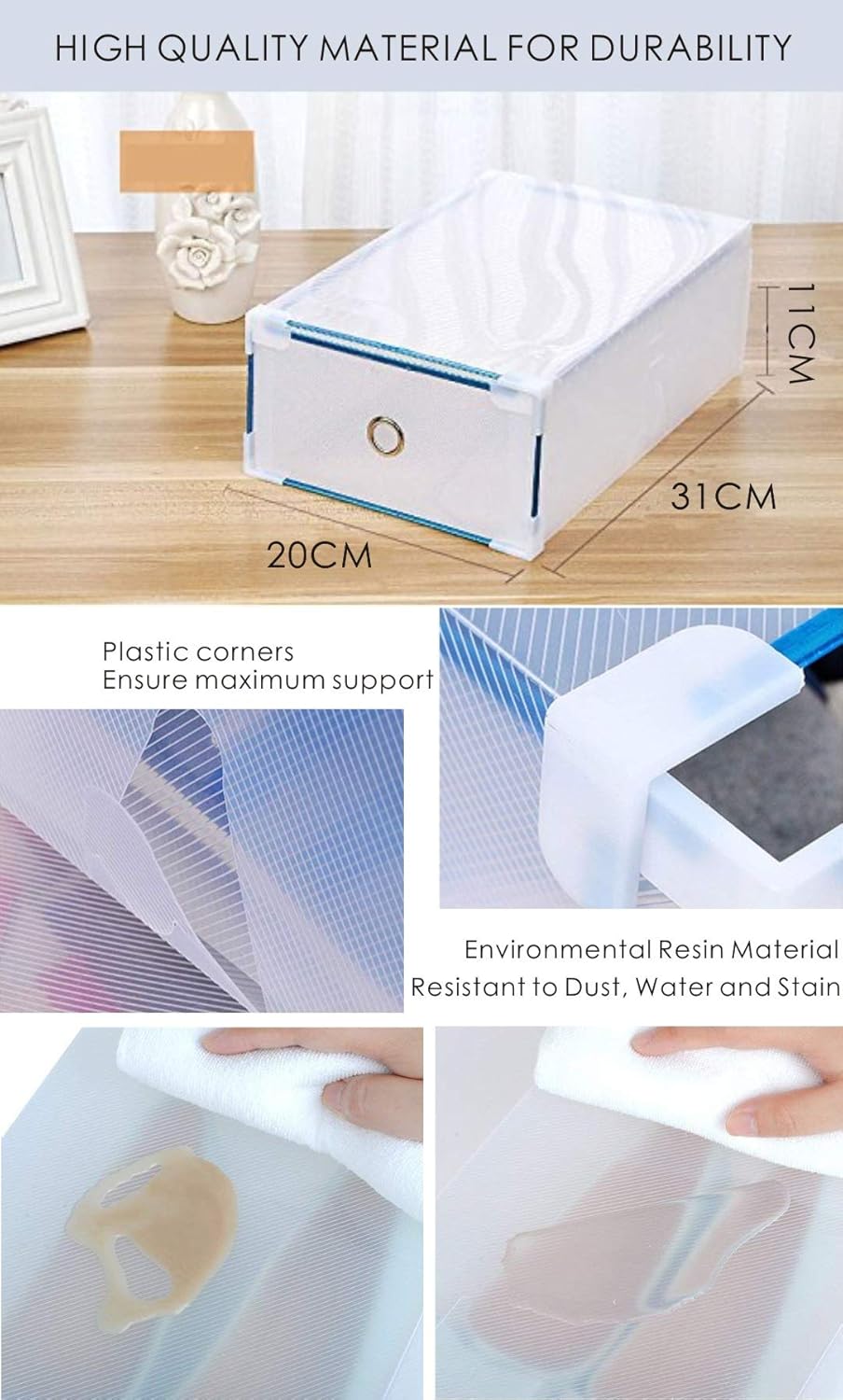 clear shoe box drawers on Cdgroup 10x Drawer Plastic Storage Plastic Drawers Foldable Transparent Shoe Box Container Shoes Stackable Plastic Drawers Kids Women Clear Shoe Boxes Set Clear Plastic Storage Drawers Stackable Wardrobe Storage Accessories Home