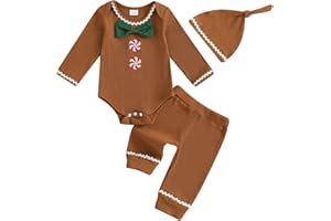 Socutebabe Newborn Gingerbread Man Outfit Infant Baby boy girl Christmas Knitted Ginger Bread Romper Pants Set Xmas Clothes